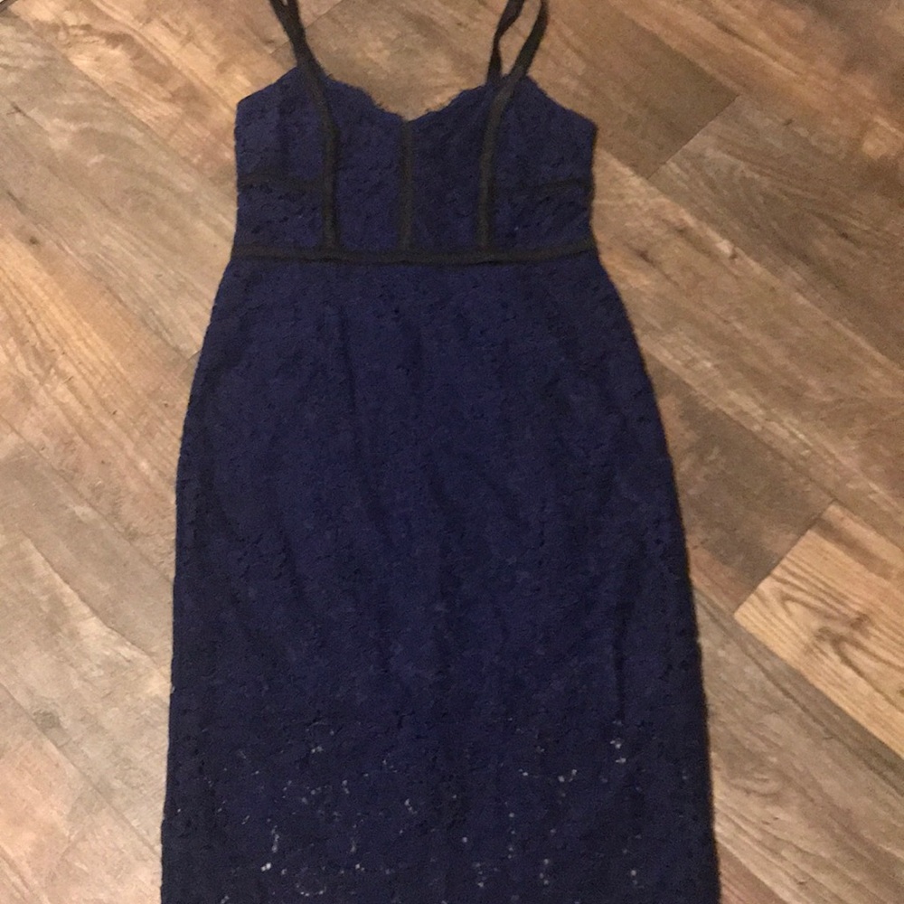 New express piped lace sheath dress midnight blue - Picture 2 of 8